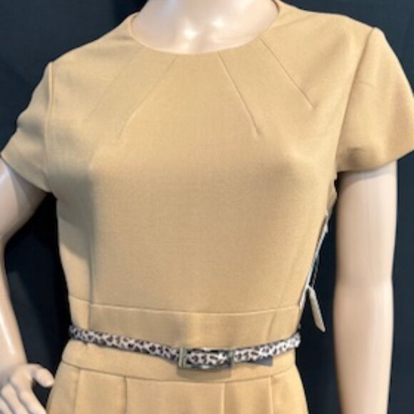 Eliza J Camel Dress with Leopard Print Belt – Size 12 - Picture 2 of 7